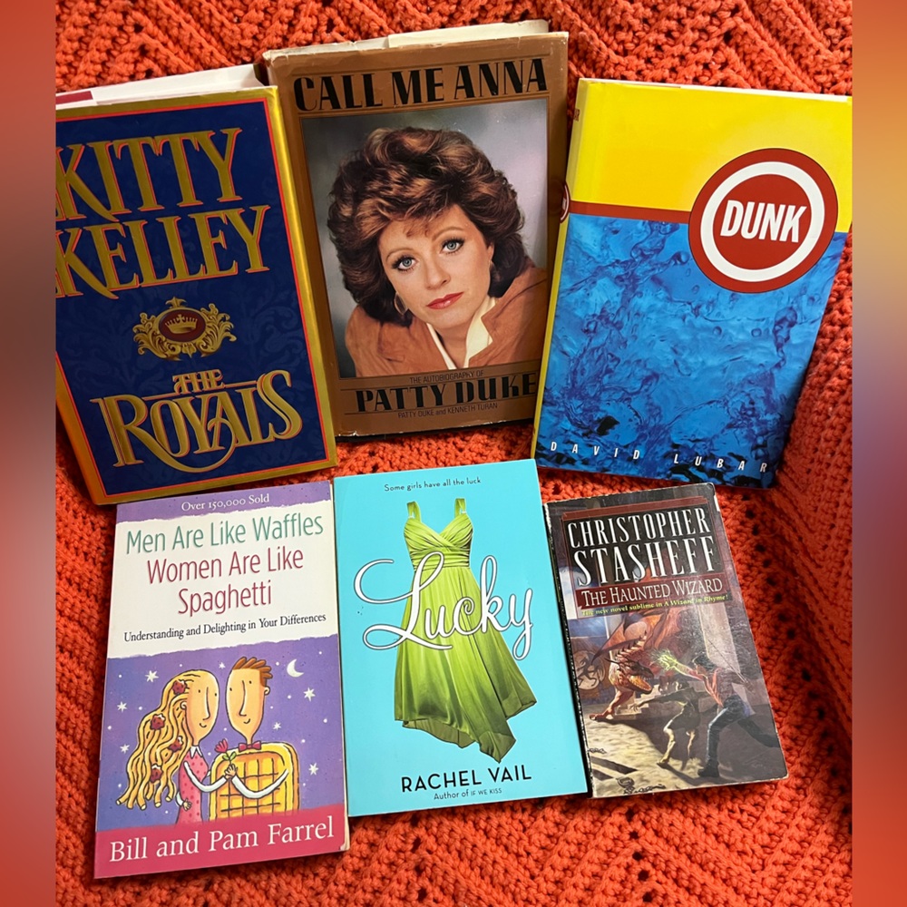6 different books, let me know if you would like to read the inside cover, used